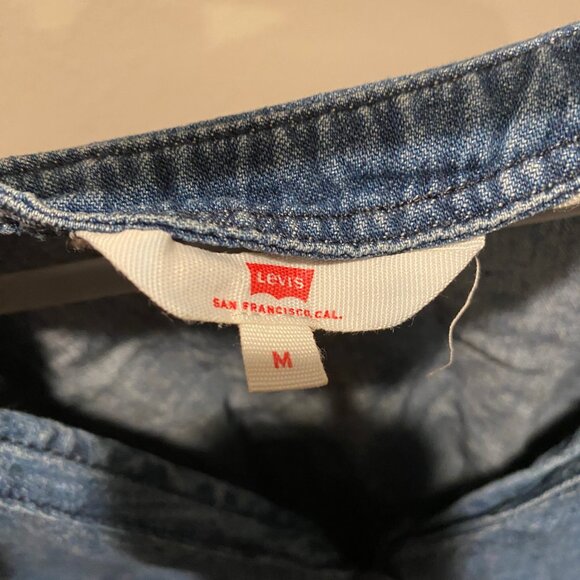 Levi’s Y2K Denim Prairie Corset Blouse Puff Sleeve Button-Up – Size Medium - Picture 4 of 5